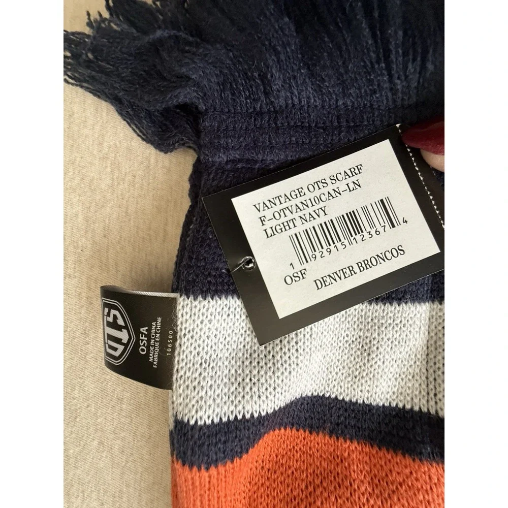 Denver Broncos Knit Scarff With Embroidered Team Logo Blue Orange